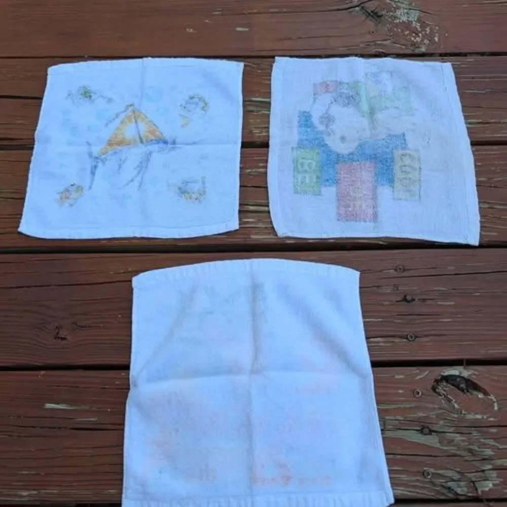 3 vintage washcloths Snoopy Freddy Fish & Mickey Mouse